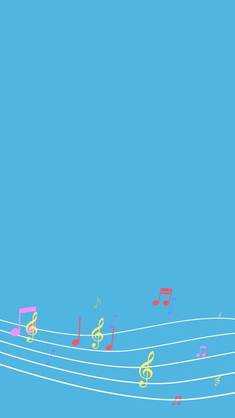 Colourful music notes floating over musical staff stave - background loop Stock Footage 287473733