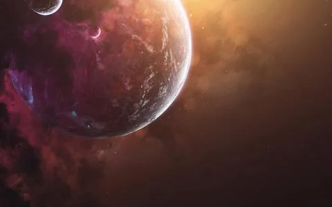 Colourful nebula in deep space, beautiful galaxies, planets, and stars. Elements イラスト素材