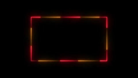 Colourful neon square frame line ,glowing neon line and black background. Stock Footage 297831668