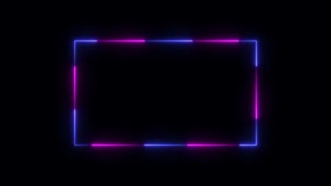 Colourful neon square frame line ,glowing neon line and black background. Stock Footage 297831682