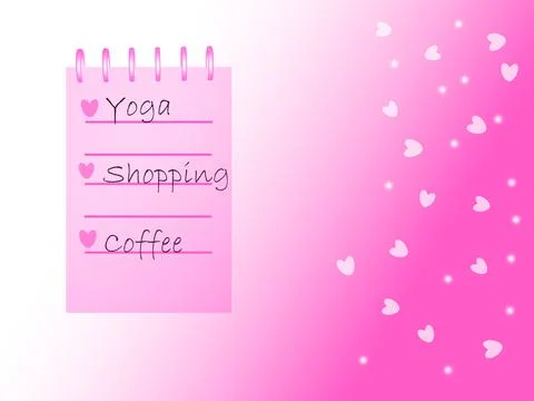 Colourful notepad spiral bound list on pink background Stock Illustration