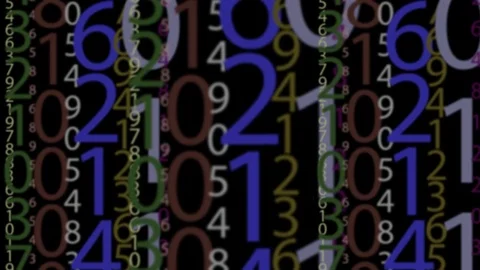 Colourful numbers as code rain on a black background Stock Footage