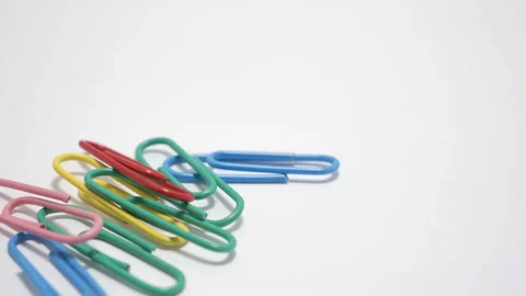 Colourful Paper clips. Stop Motion. Classic animation technique. Copy Space Stock Footage 88064167