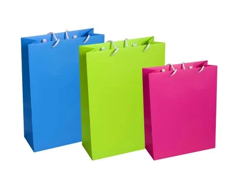 Colourful paper shopping bags isolated on white Stock Photos