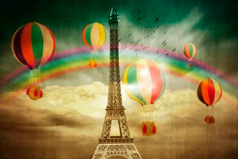 Colourful paris background Stock Illustration