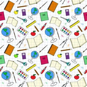 Colourful pattern with school-related items イラスト素材