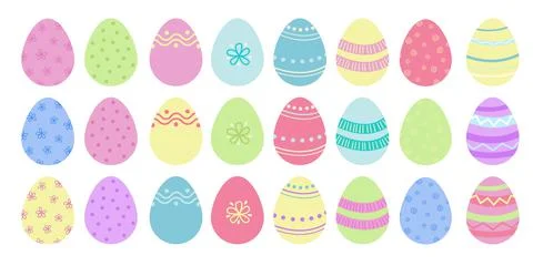 Colourful Patterned Easter Eggs Collection Stock Illustration