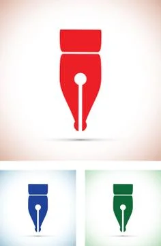 Colourful pen tip silhouettes Stock Illustration
