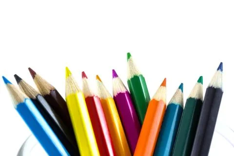 Colourful pencils isolated d Stock Photos