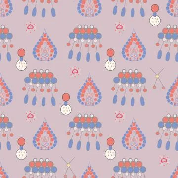 Colourful pendants seamless pattern on pink background. Stock Illustration