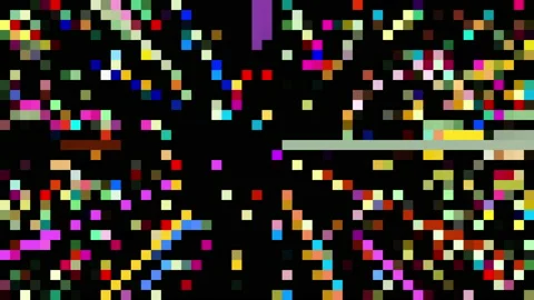 Colourful pixel art of fly in space, 2D abstract low resolution animation Stock Footage 171833742