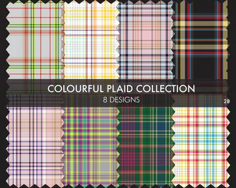 Colourful Plaid textured Seamless Pattern Collection Illustrazione stock