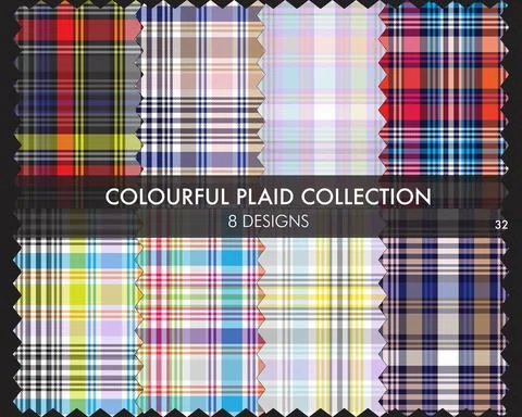 Colourful Plaid textured Seamless Pattern Collection Stock Illustration