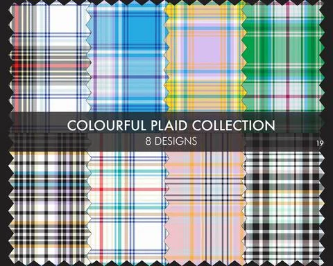 Colourful Plaid textured Seamless Pattern Collection Illustrazione stock