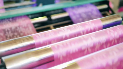 Colourful plastic bags manufacturing process. Close up Stock Footage 145012462