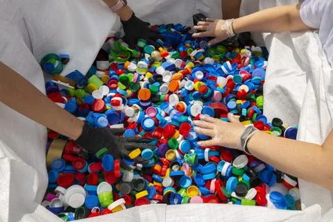 Colourful plastic caps Stock Photos