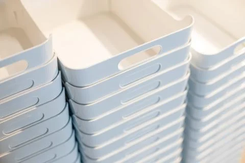 Colourful Plastic container box Stack Storage Logistic business.plastic Foto stock