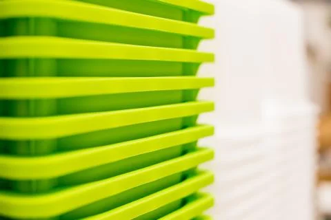 Colourful Plastic container box Stack Storage Logistic business.plastic Foto stock