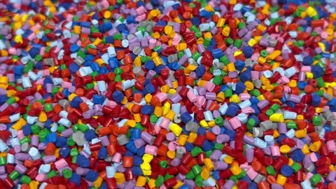 Colourful plastic polymer granules Stock Footage 337188075