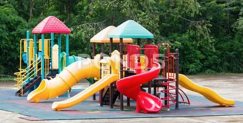 Colourful playground equipment Stock Photos