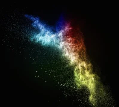 Colourful powder exploding isolated on black Stock Photos