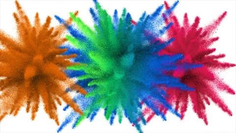 Colourful powder explosion with white background Stock Footage 188242767