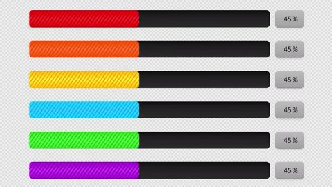 Colourful progress bars. 6 options Stock Footage 247165575