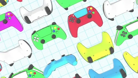 Colourful Retro Game Controllers Stock Footage 265259560