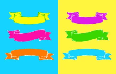 Colourful Risoprint effect retro ribbon decoration design set collection Stock Illustration