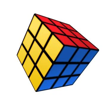 Colourful Rubik cube conundrum on white background Stock Illustration