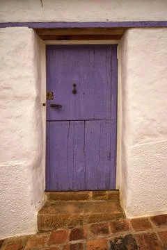 Colourful rustic door in Barichara Stock Photos
