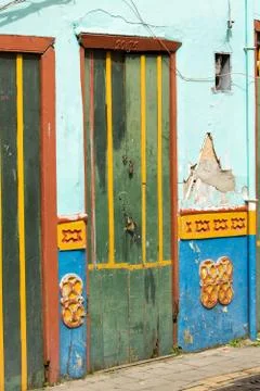 Colourful rustic door Stock Photos