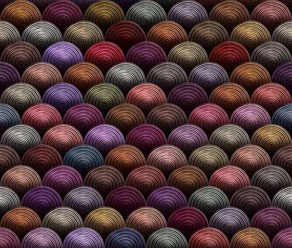 Colourful seamless pattern with concentric circles in purple/violet/burgundy. Stock Illustration