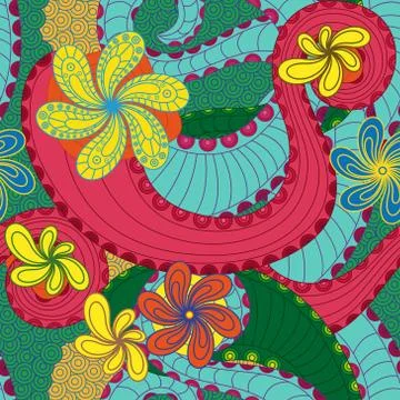 Colourful seamless pattern with floral elements Stockillustratie