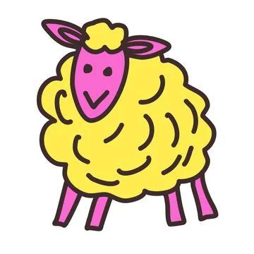 Colourful sheep with lush wool. Vector illustration Stock Illustration
