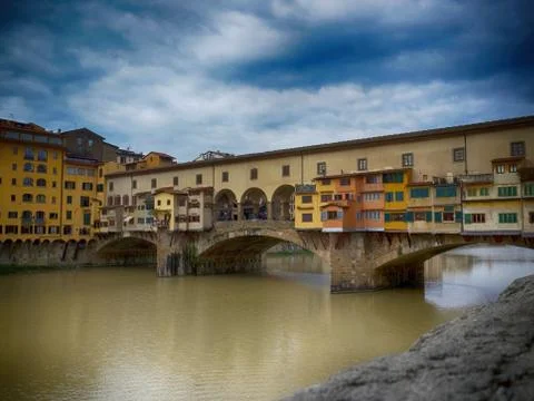 Colourful shops on Pont Vecchio Stock Photos