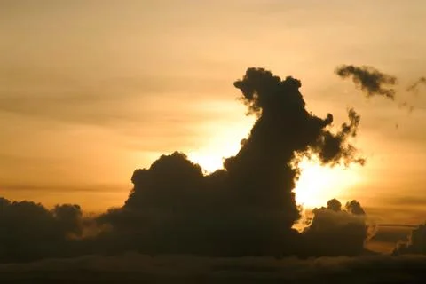 Colourful sky at sunrise with dramatic formation of clouds, Ramehswaram, Ta.. Stock Photos