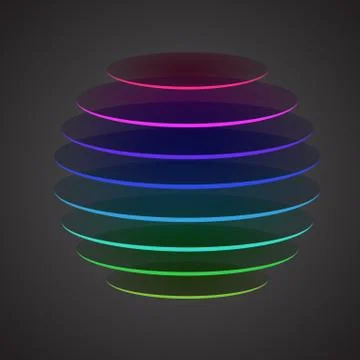 Colourful sliced sphere on dark background Stock Illustration