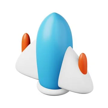Colourful space rocket high quality 3D render illustration icon. イラスト素材