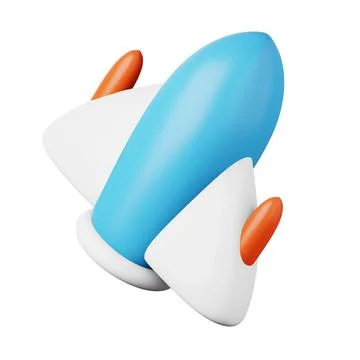 Colourful space rocket high quality 3D render illustration icon. イラスト素材