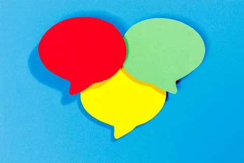 Colourful speech bubbles with text free space Copyspace as communication イラスト素材