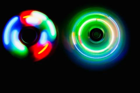 Colourful sphere light in dark background Foto stock