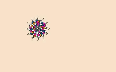 Colourful spiral pattern with petal shapes on beige background Stock Illustration
