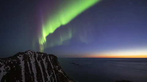 Colourful spring Aurora Borealis with planet Venus Stock Footage 251352176