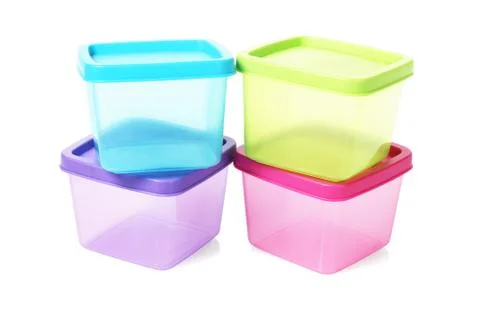 Colourful Square Plastic Containers 스톡 사진