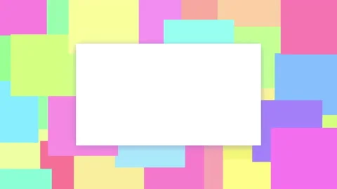 Colourful squares background, stop motion animation with blank white box Stock Footage 153662300