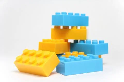 Colourful stack lego on isolated white background Stock Photos