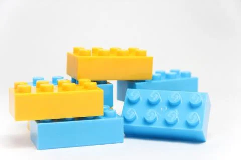 Colourful stack lego on isolated white background Stock Photos