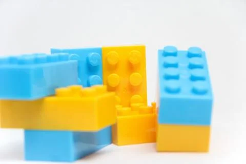 Colourful stack lego on isolated white background Stock Photos