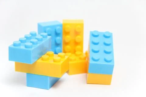 Colourful stack lego on isolated white background Stock Photos